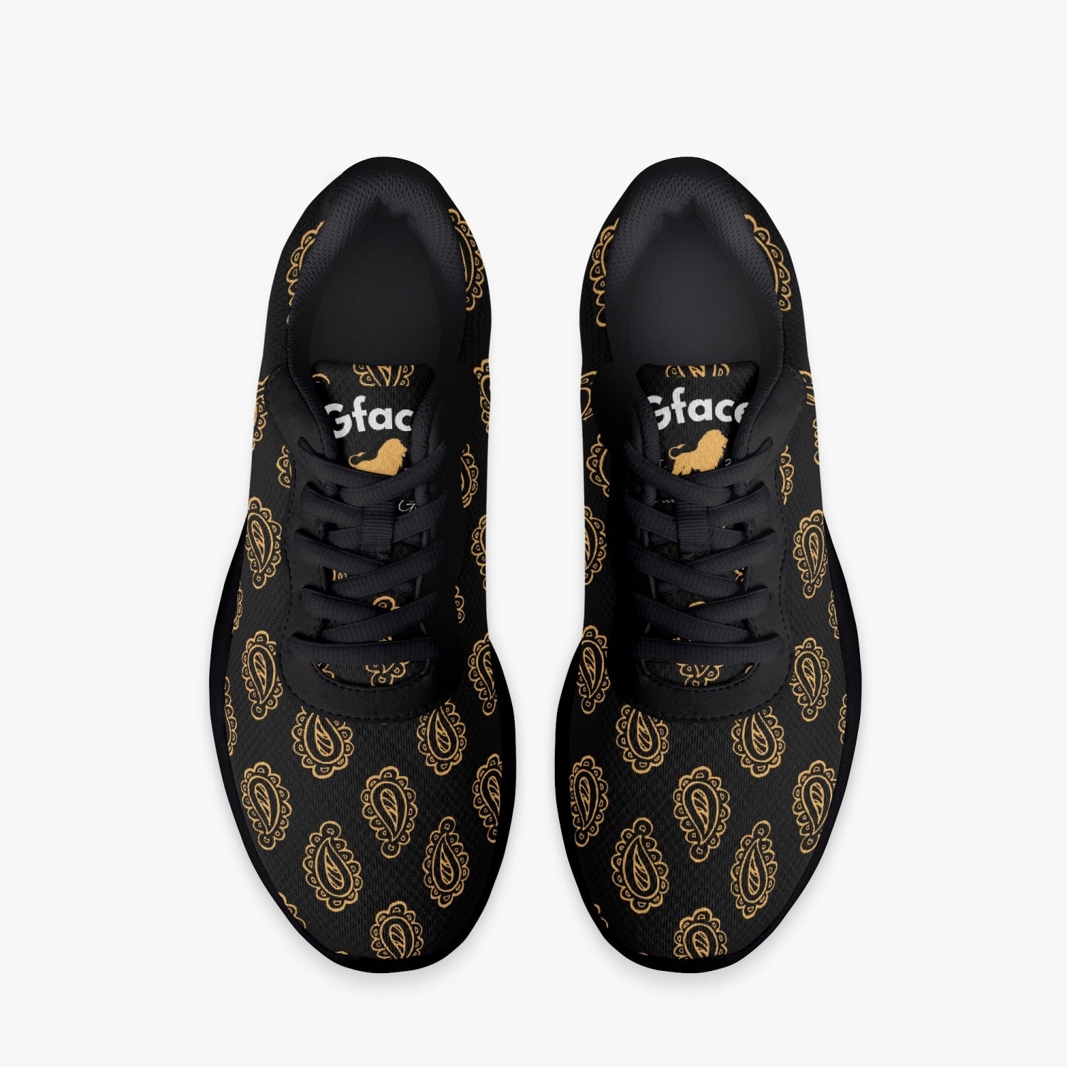 Gface Black/Gold  Bandana Unisex Lifestyle Mesh Running Shoes - Black