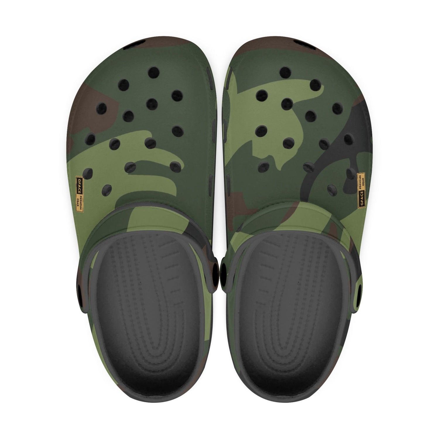 GFACE Unisex Black-base Green Camo-Incognito Clogs