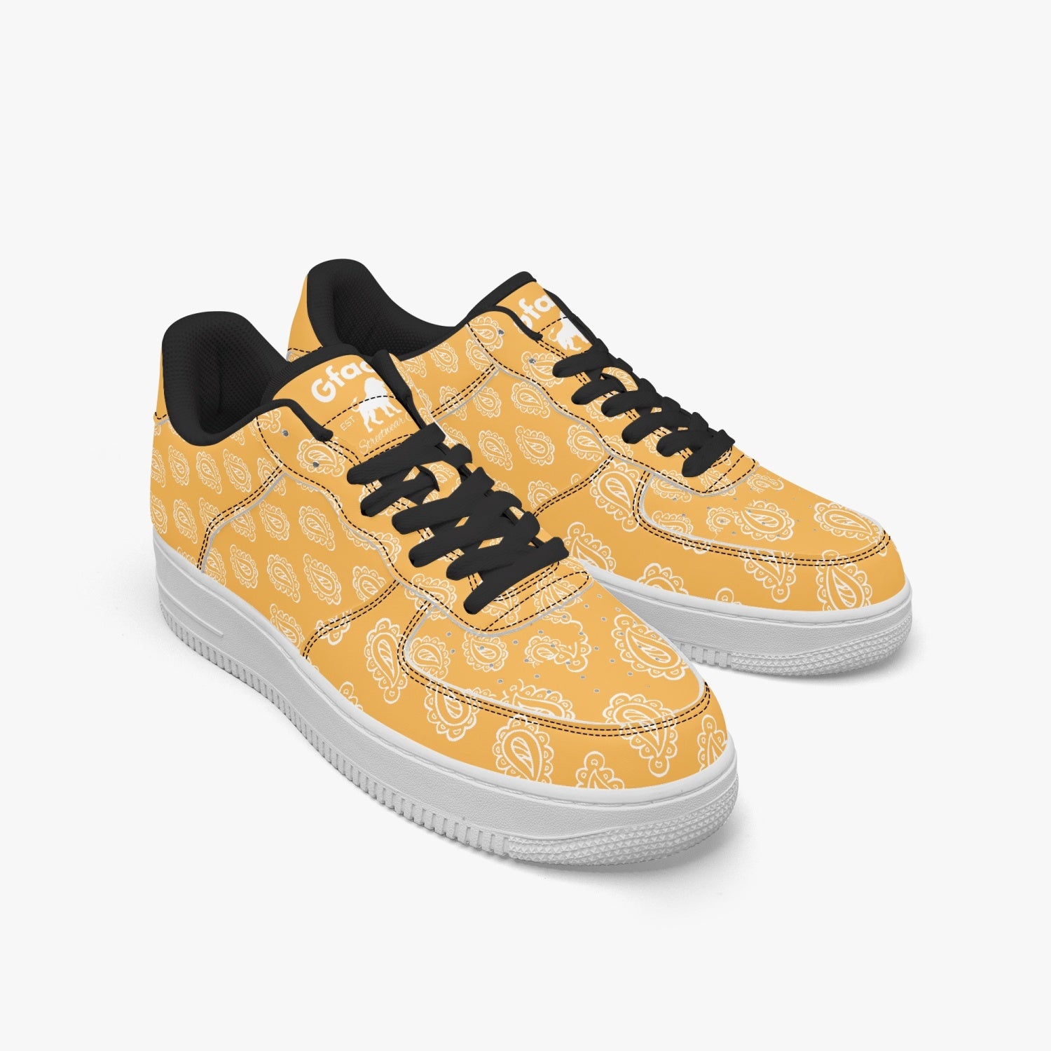 Gface AF1 Gold Bandana Low-Top Leather Sneakers