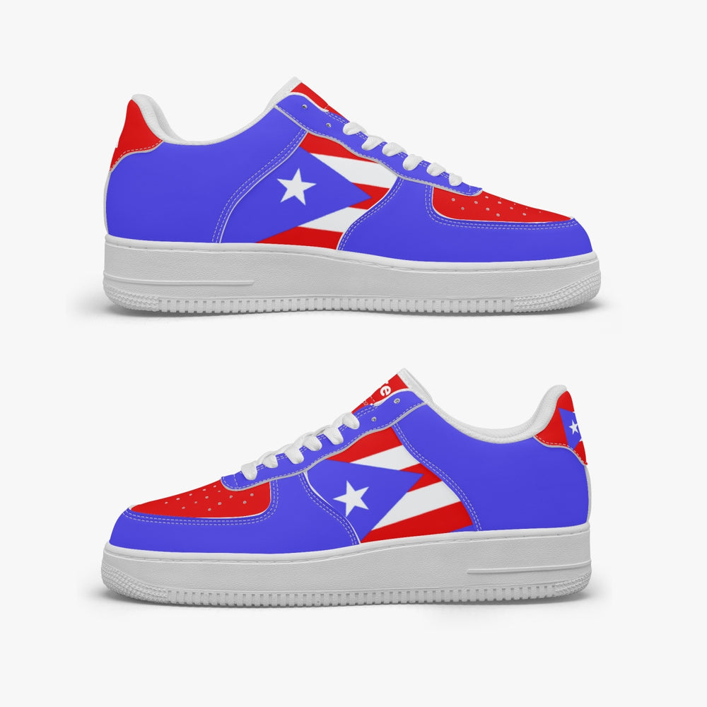 Gface PRIDE PUERTO RICO Unisex Blue AF1 Leather Sports Sneakers