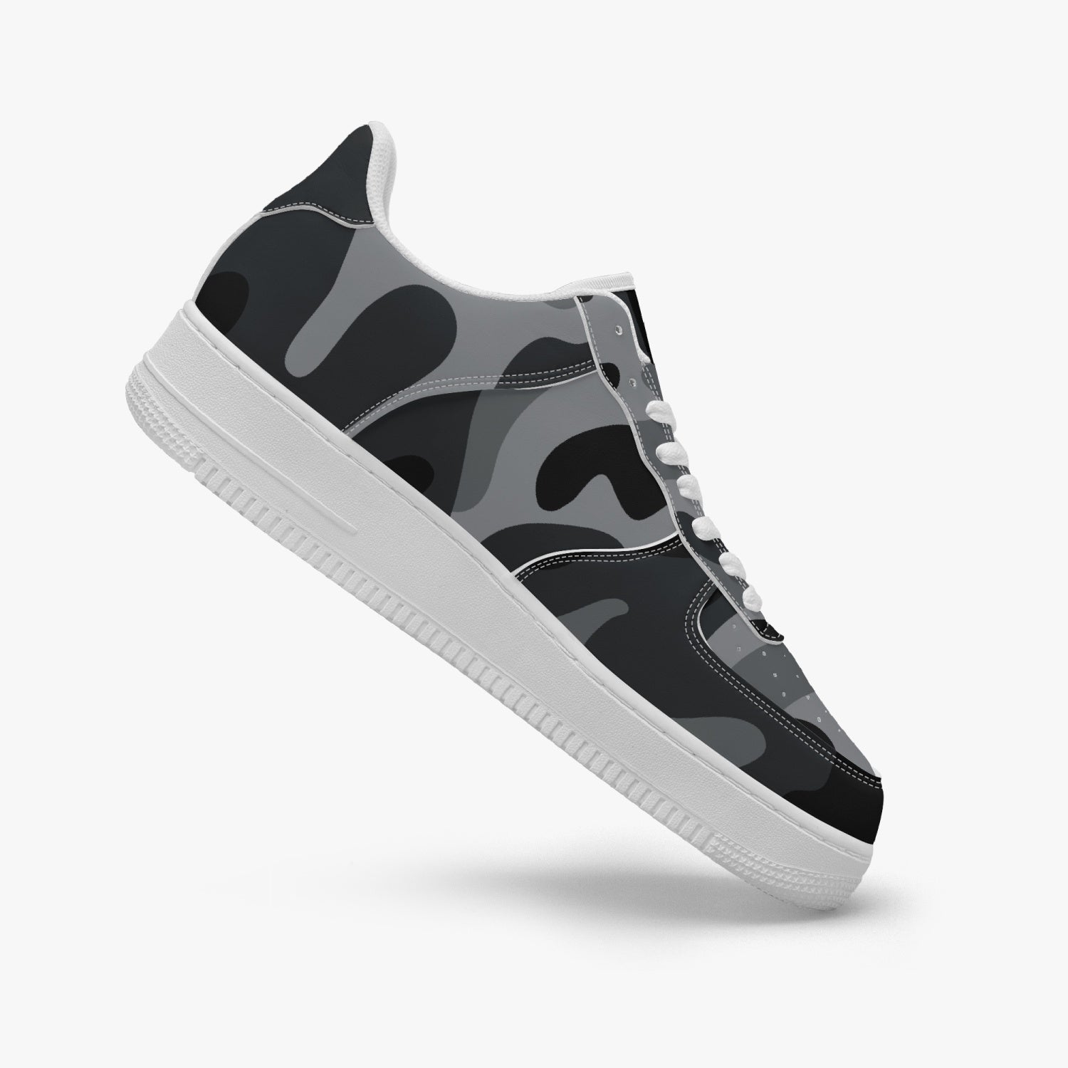 Gface AF1 Unisex Black Camo-Incognito Leather Sports Sneakers