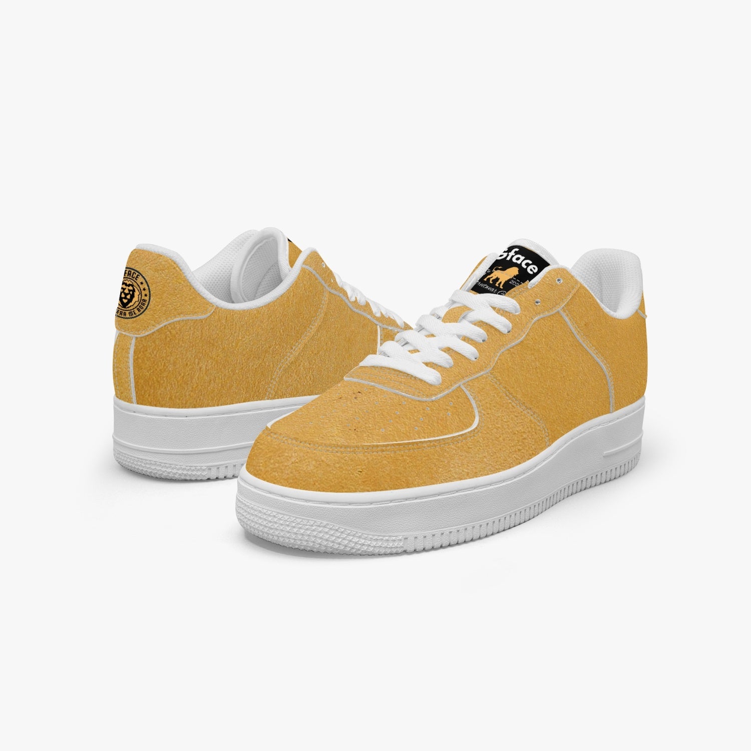 Gface AF1 Unisex Gold Low-Top Leather Sports Sneakers