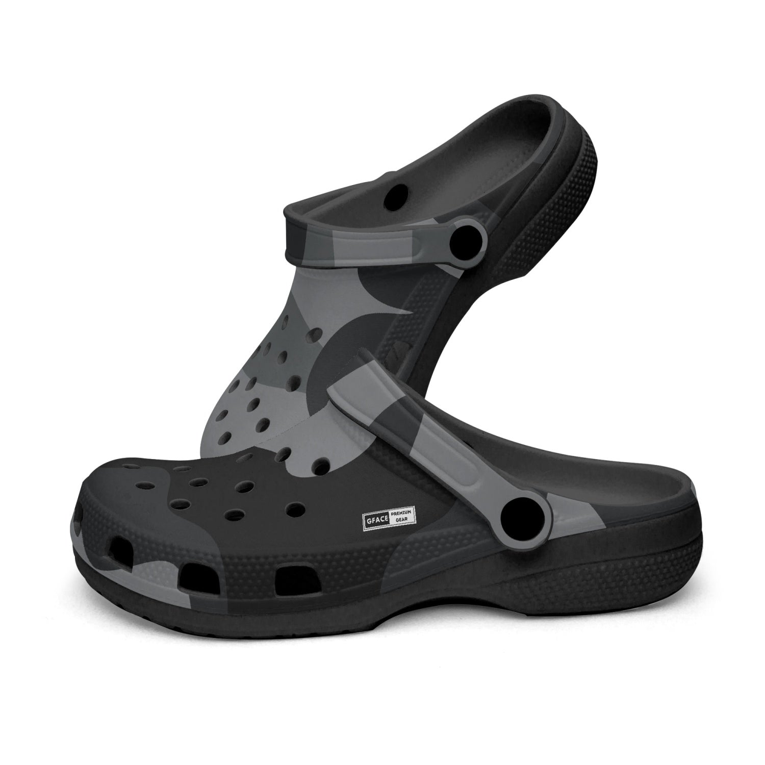 GFACE Unisex Black-base Black Camo-Incognito Clogs