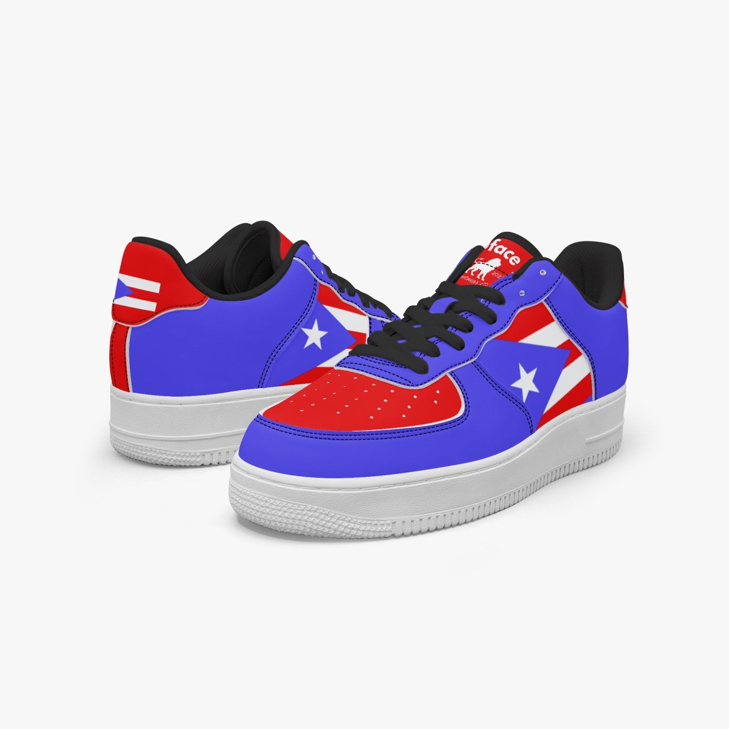 Gface PRIDE PUERTO RICO Unisex Blue AF1 Leather Sports Sneakers