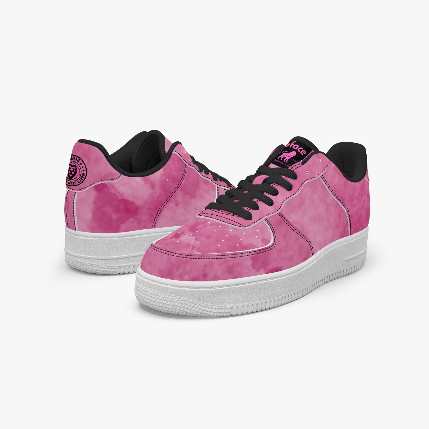 Gface AF1 Unisex Stone Wash Pink  Low-Top Leather Sports Sneakers