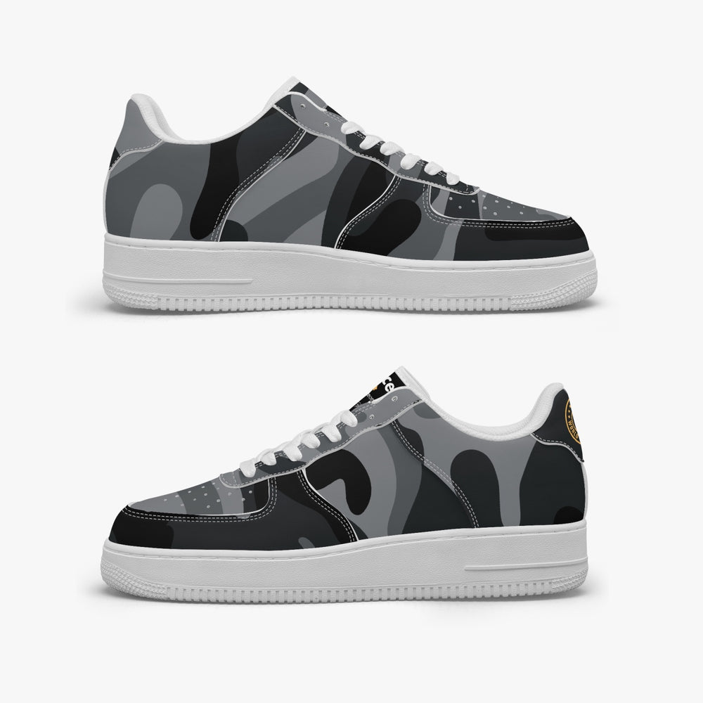 Gface AF1 Unisex Black Camo-Incognito Leather Sports Sneakers