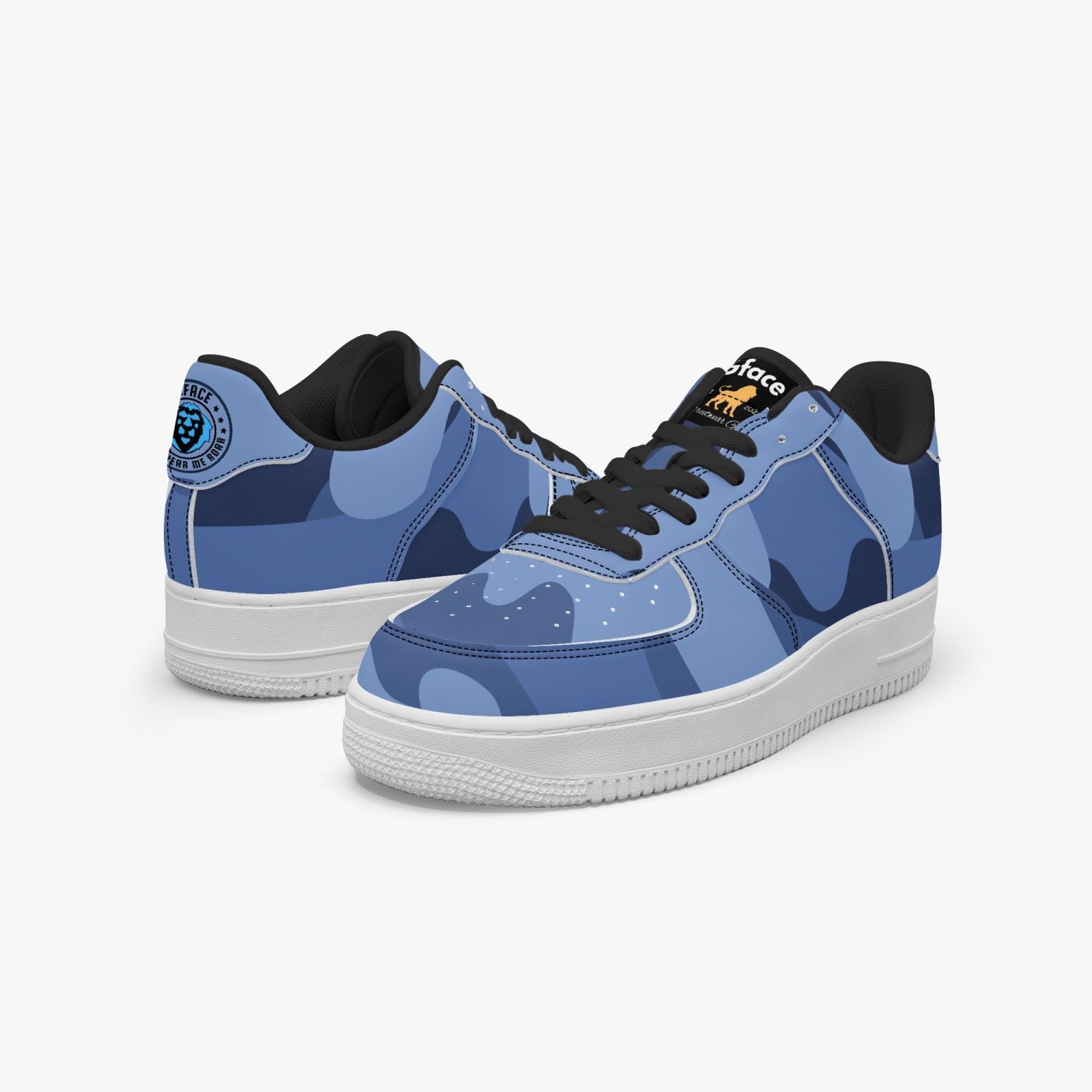 GFACE AF1 Unisex Blue Camo-Incognito  Leather Sports Sneakers