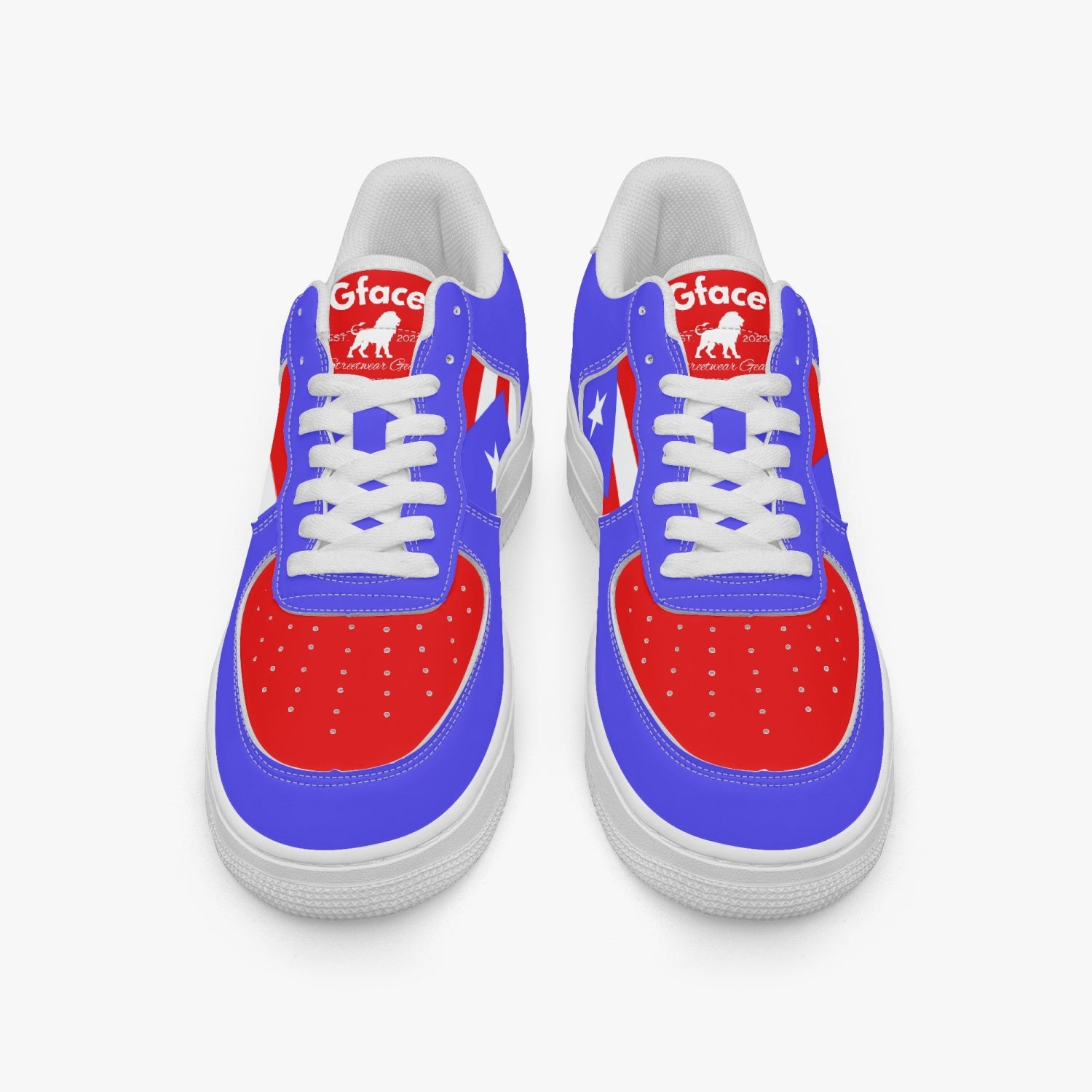 Gface PRIDE PUERTO RICO Unisex Blue AF1 Leather Sports Sneakers