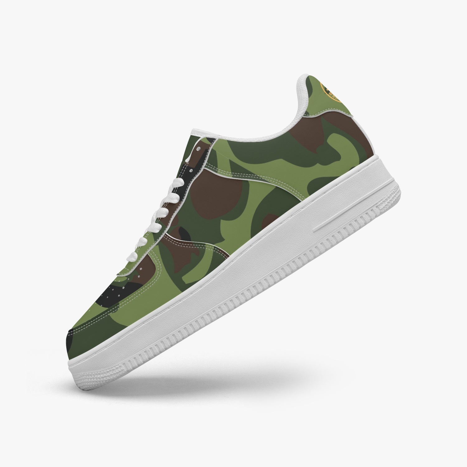 Gface AF1 UNISEX Green Camo-Incognito  Leather Sports Sneakers