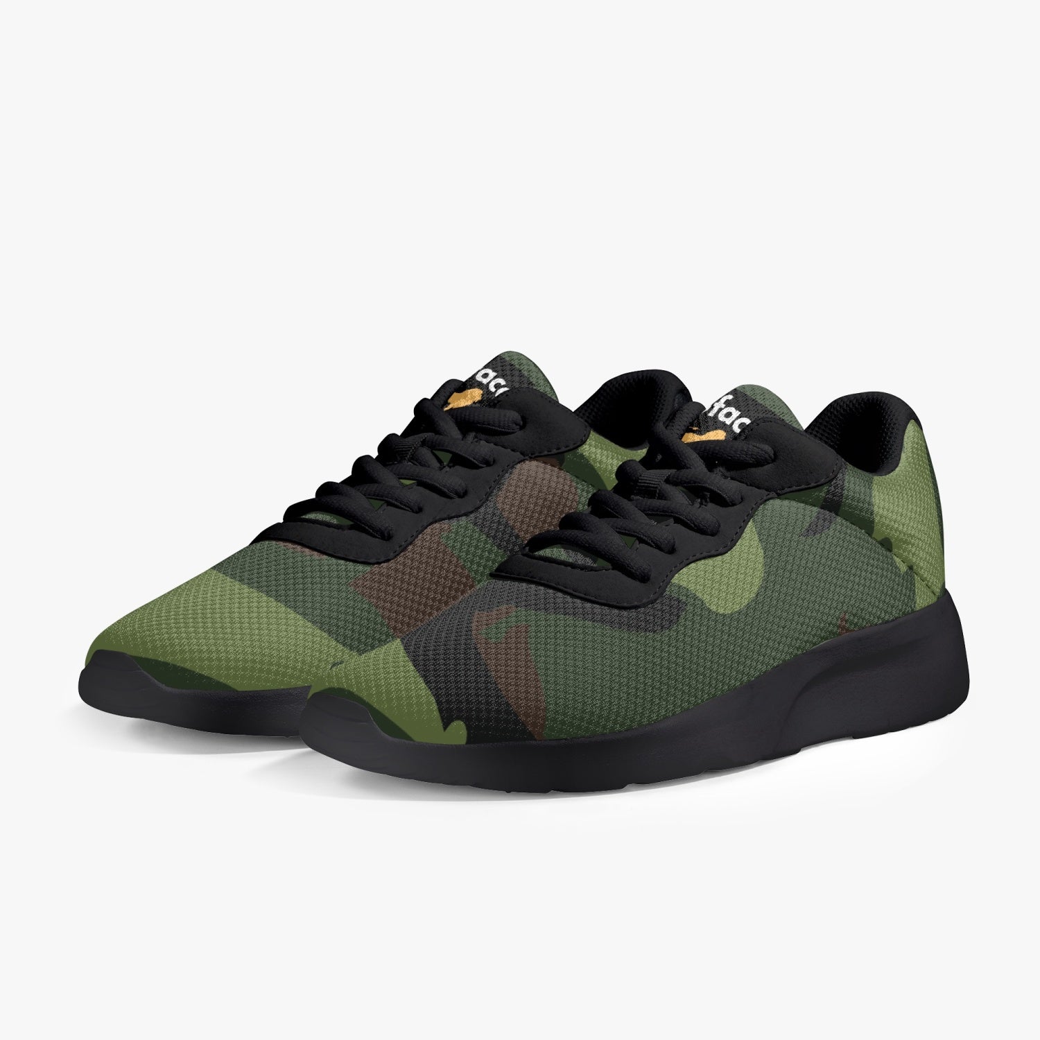 Gface Green Camo-Incognito Unisex Lifestyle Mesh Running Shoes - Black