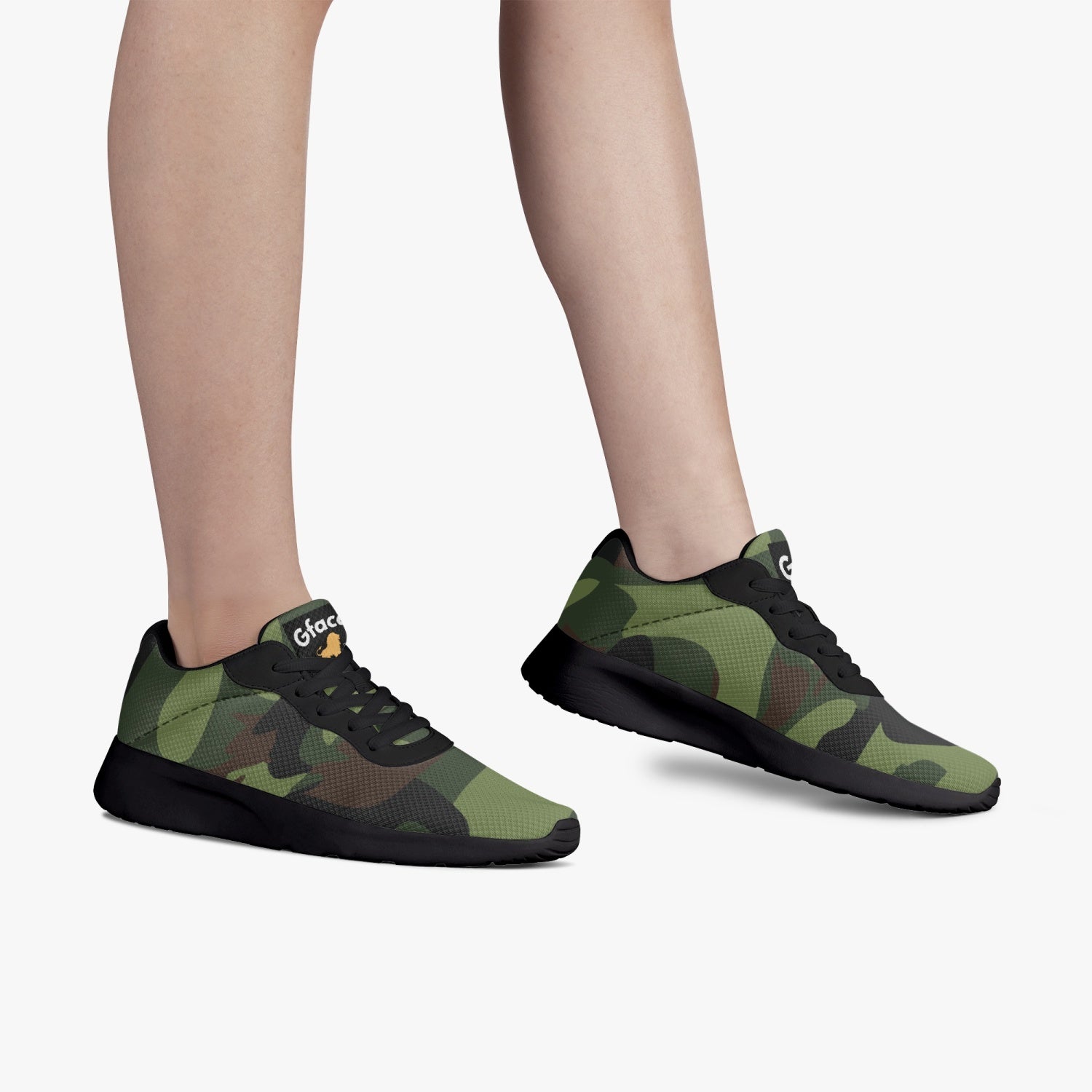 Gface Green Camo-Incognito Unisex Lifestyle Mesh Running Shoes - Black