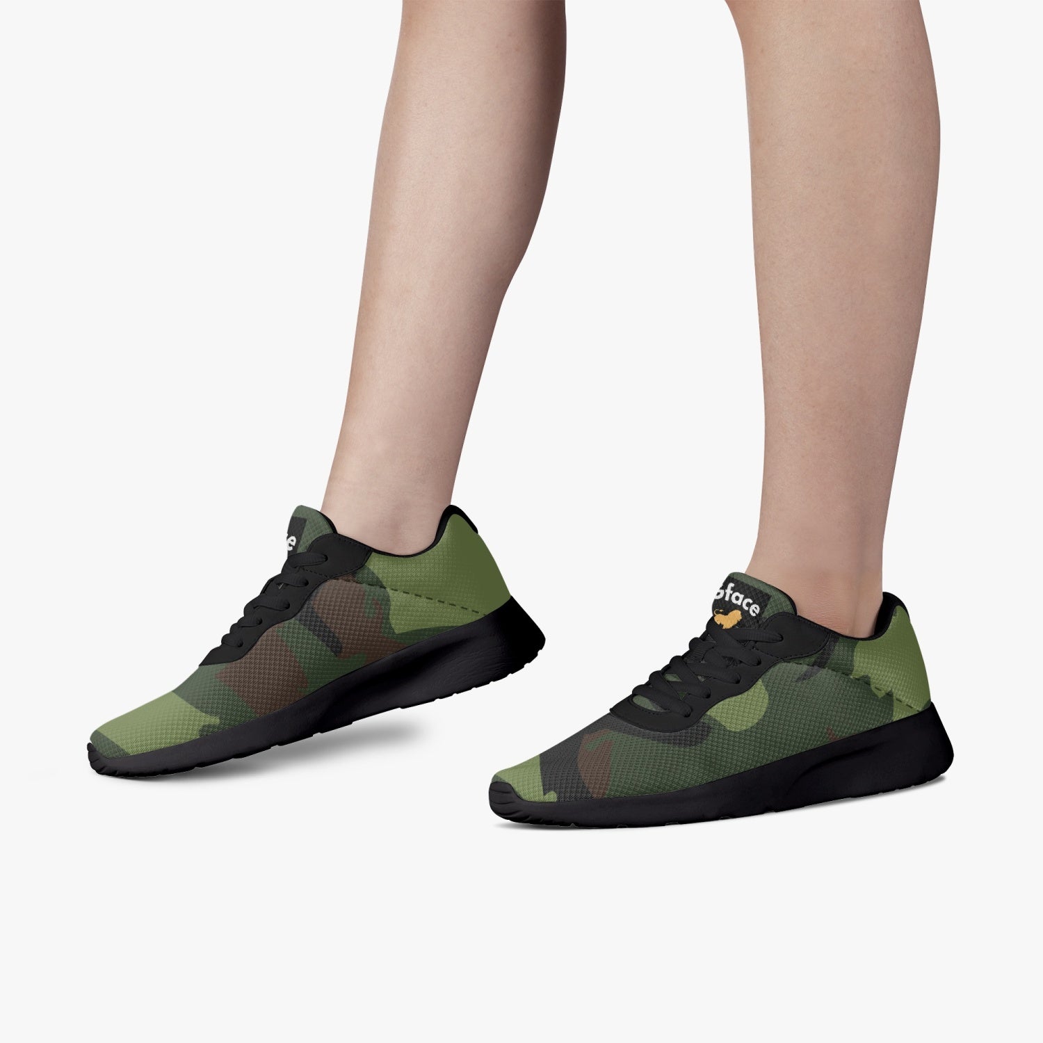 Gface Green Camo-Incognito Unisex Lifestyle Mesh Running Shoes - Black