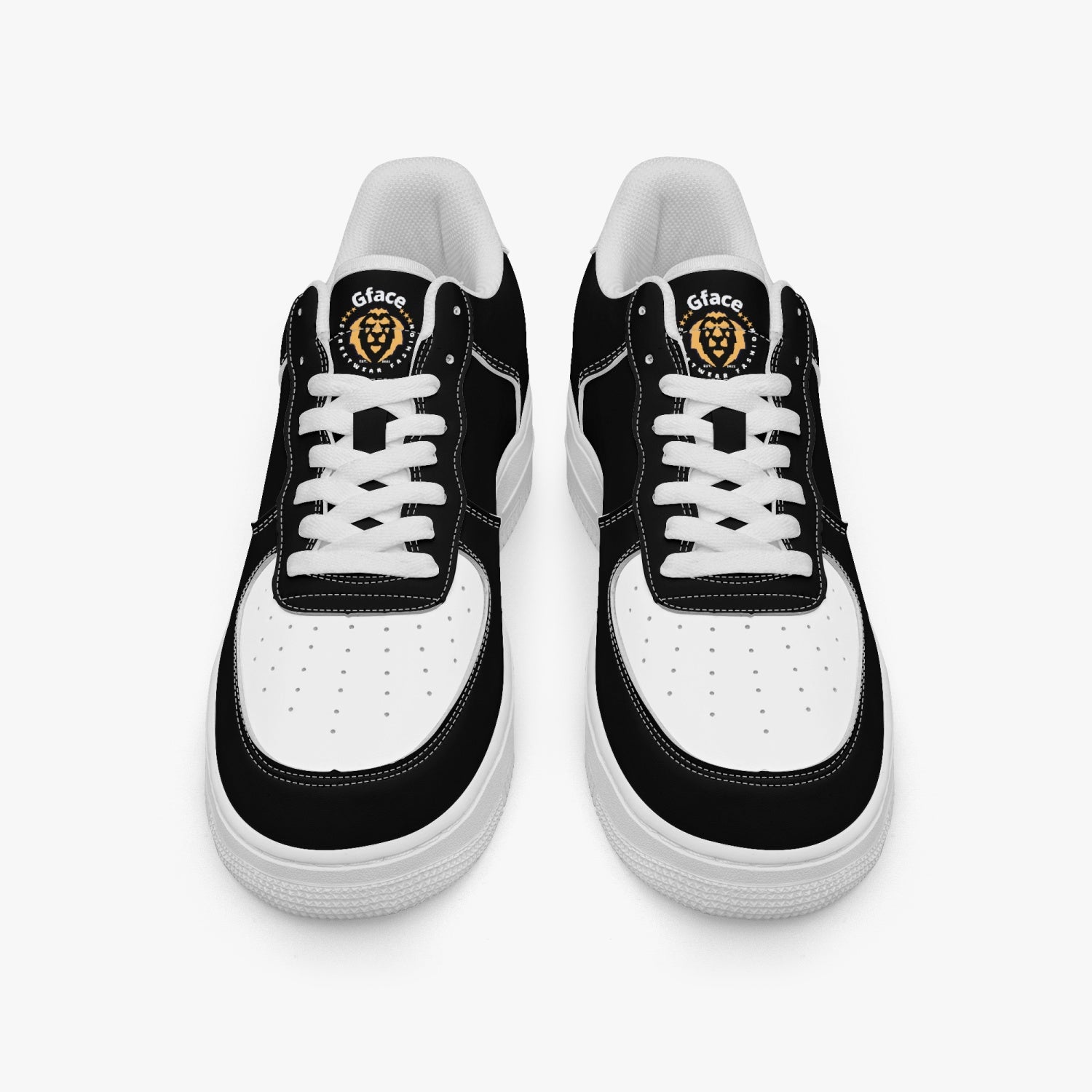 GFACE AF1 Unisex black/white Low-Top Leather Sports Sneakers