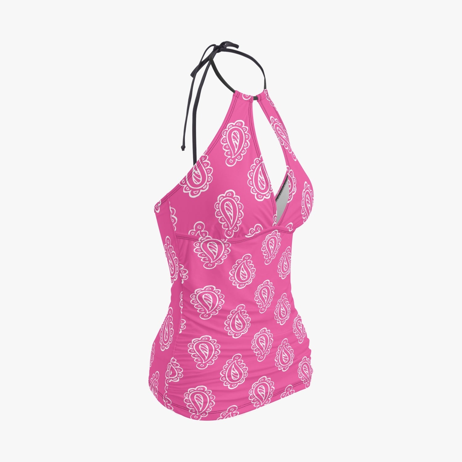 Gface Halter Top Two-Piece Pink Bandana Tankini Swimsuit