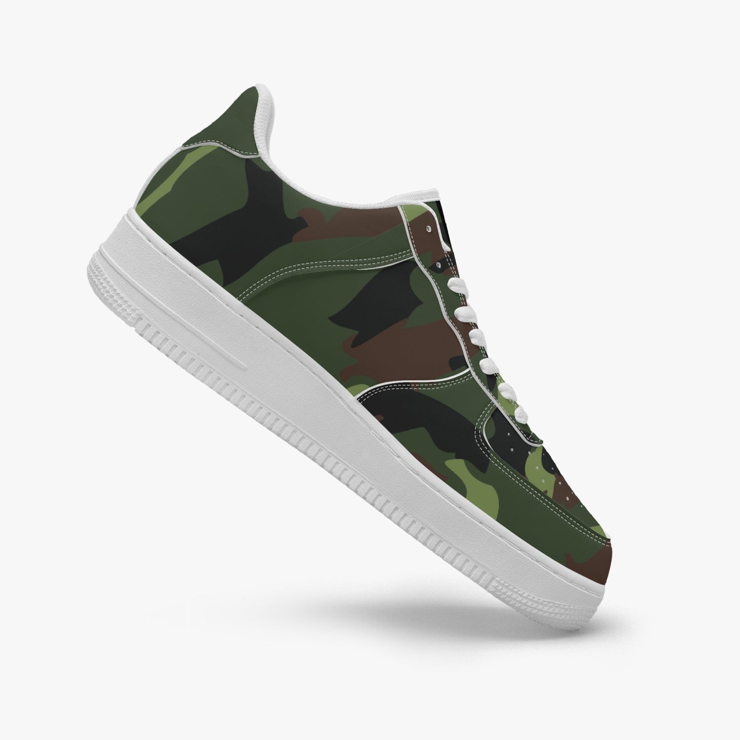 Gface AF1 UNISEX Green Camo-Incognito  Leather Sports Sneakers