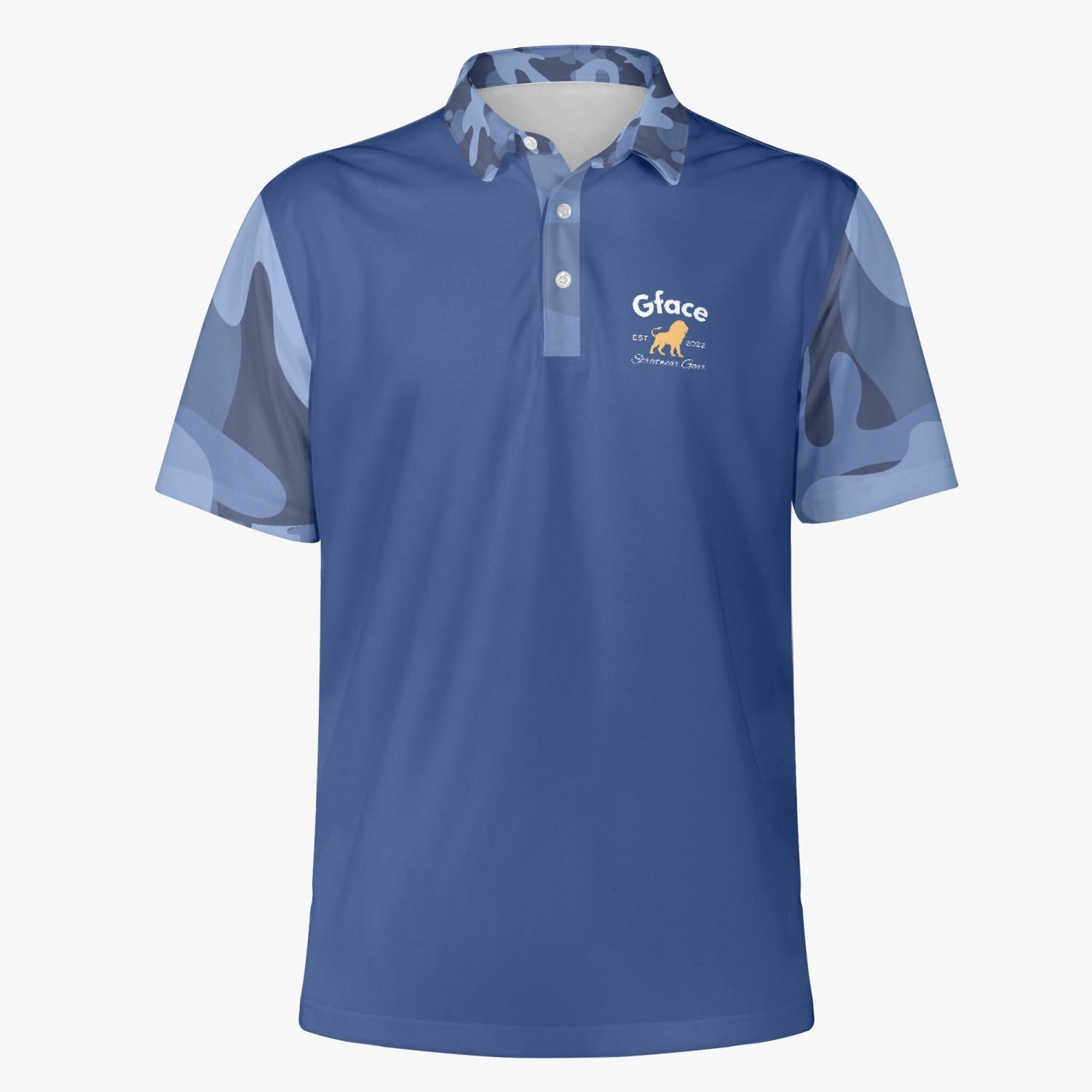 Gface Mens Blue Camo-Incognito Polo Shirt