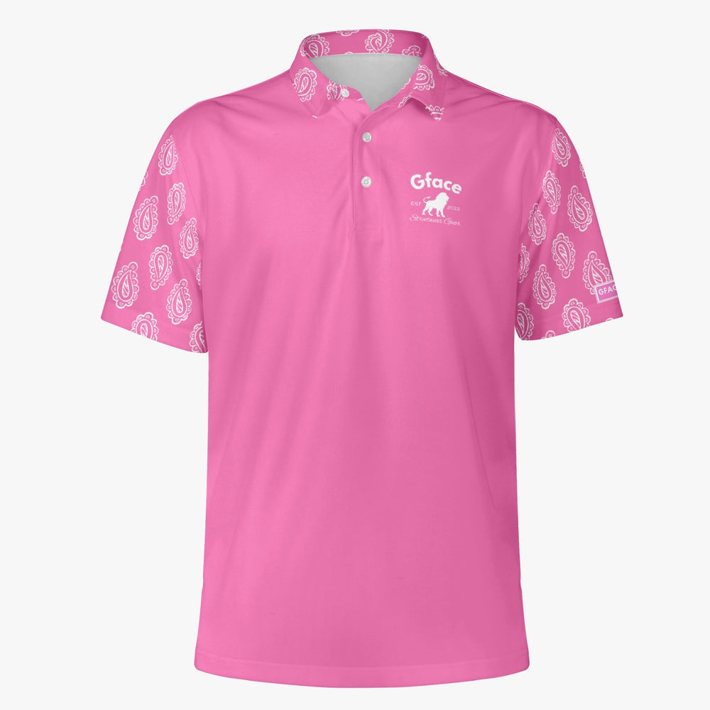 Gface Men's Pink Bandana Polo Shirt