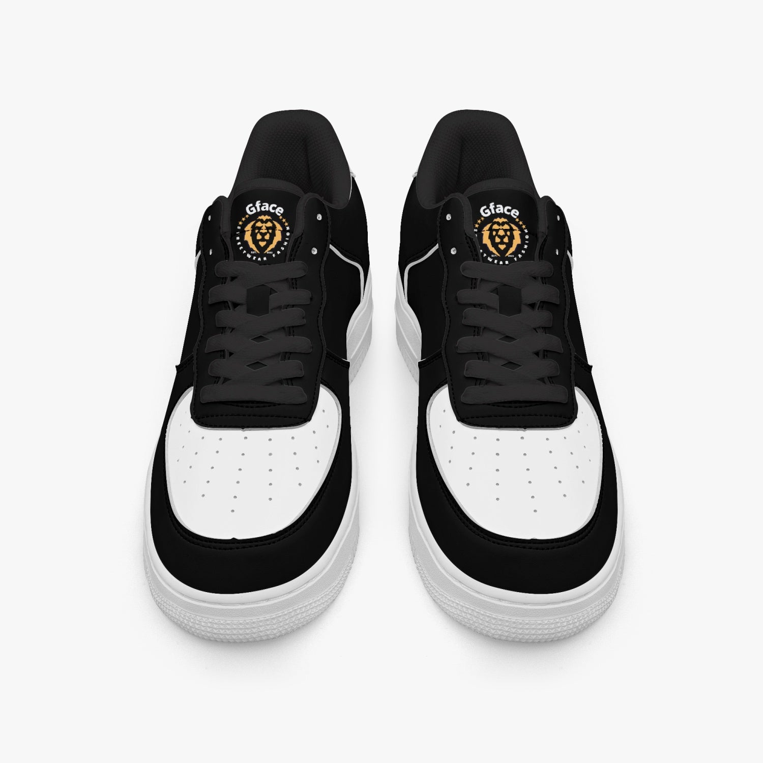 GFACE AF1 Unisex black/white Low-Top Leather Sports Sneakers