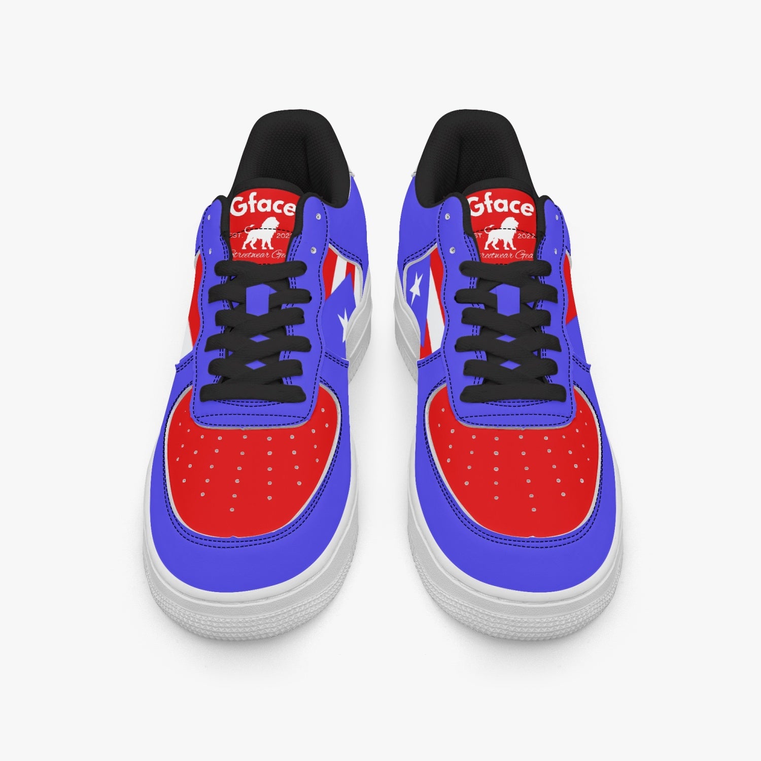 Gface PRIDE PUERTO RICO Unisex Blue AF1 Leather Sports Sneakers