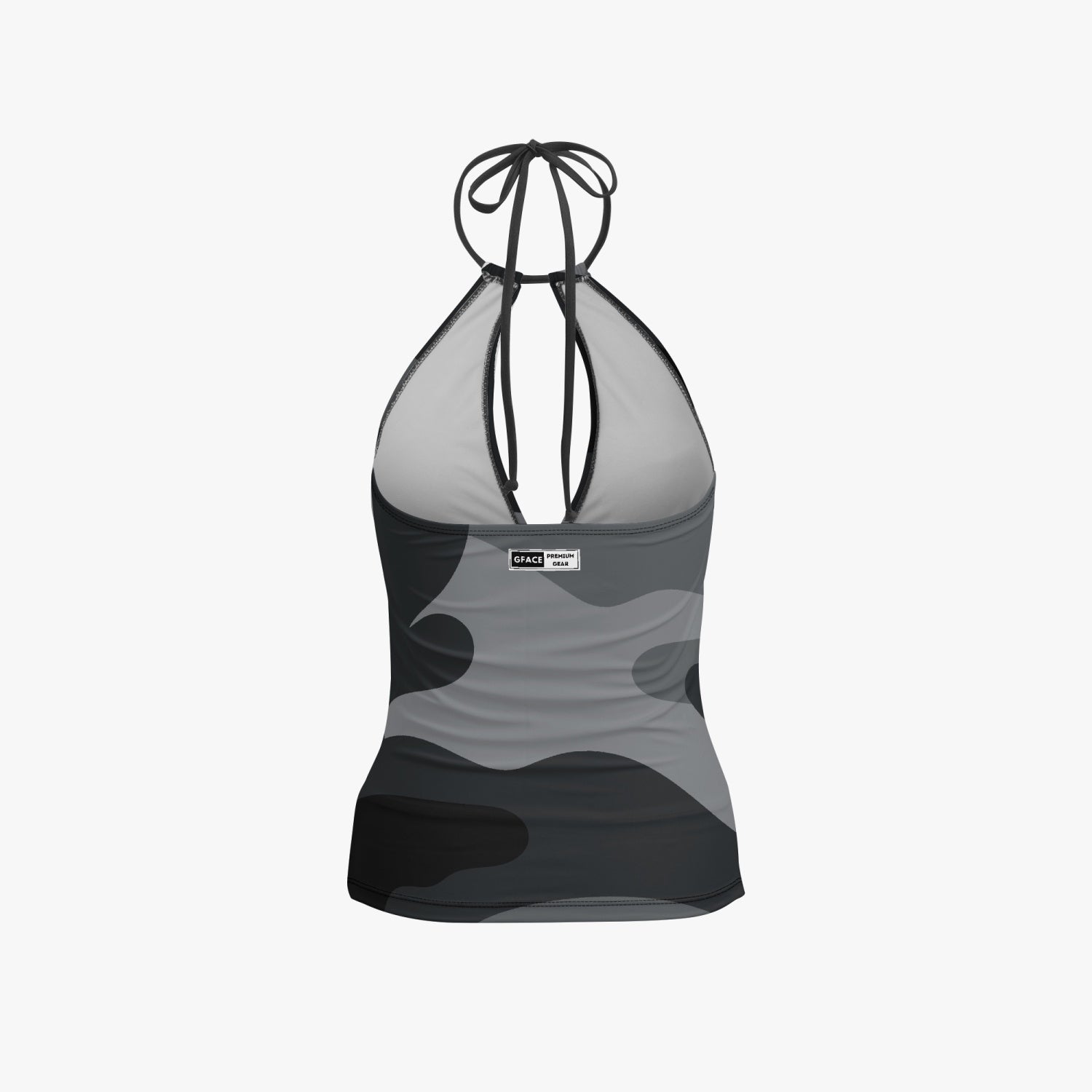 1033.GFACE Halter Top Two-Piece Black Camo-Incognito Tankini Swimsuit