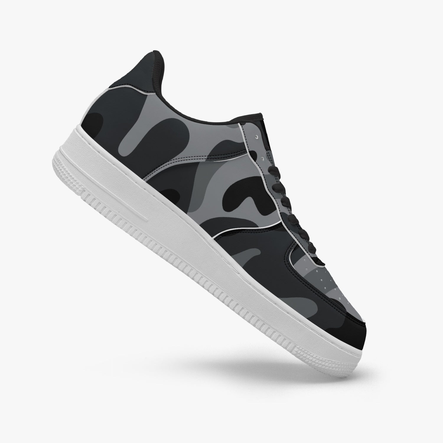 Gface AF1 Unisex Black Camo-Incognito Leather Sports Sneakers