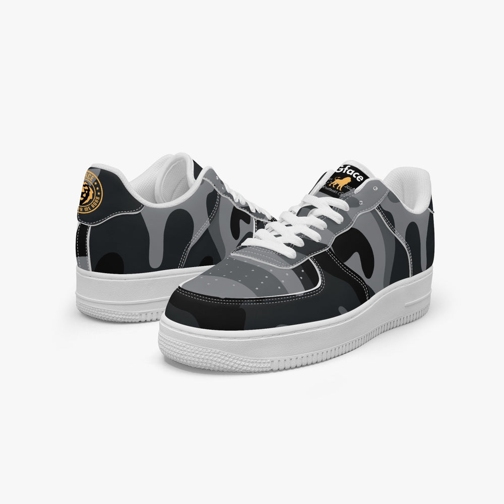 Gface AF1 Unisex Black Camo-Incognito Leather Sports Sneakers