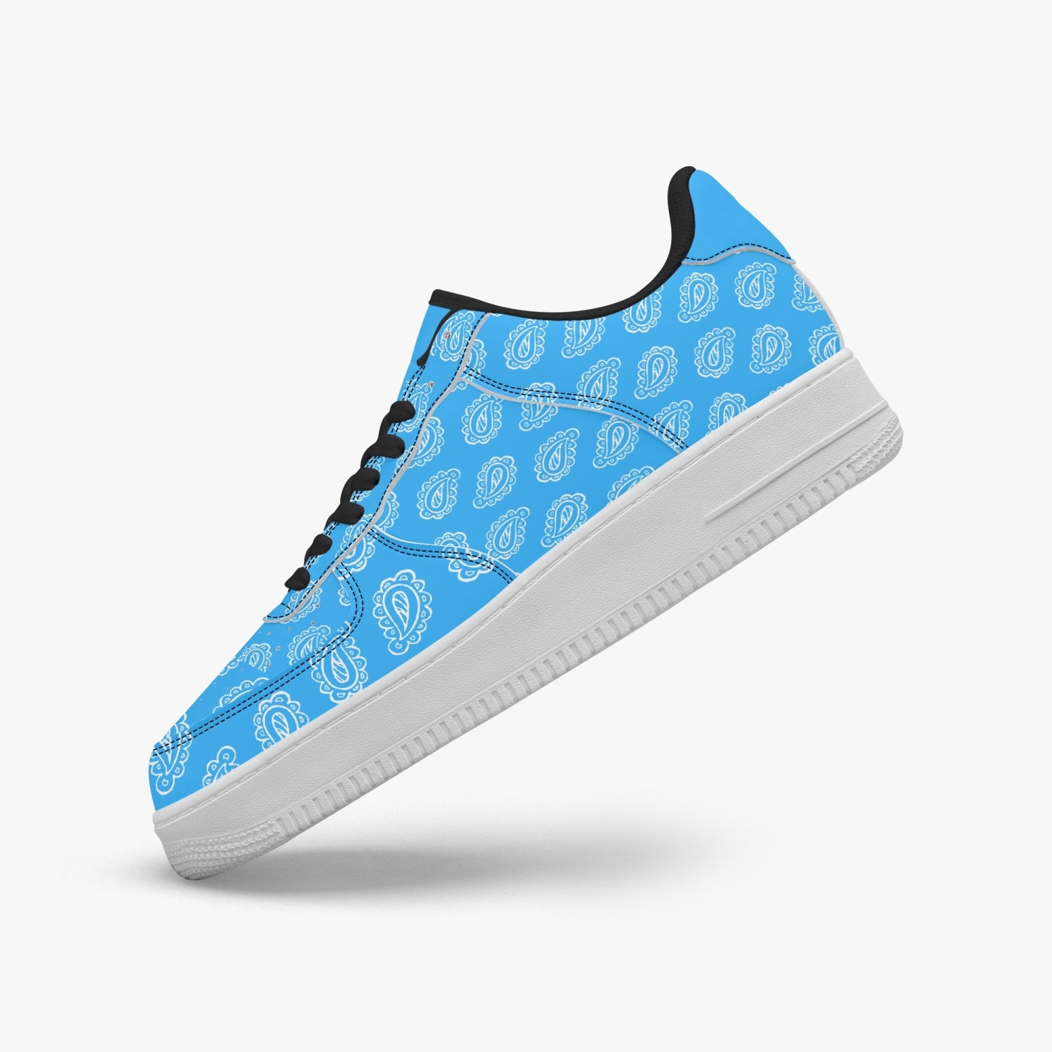 Gface AF1 Unisex Blue Bandana Low-Top Leather Sneakers