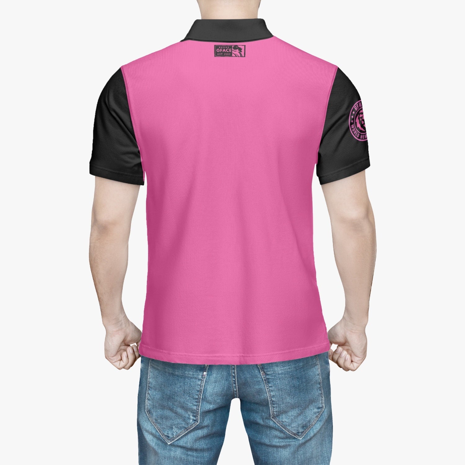 Gface Men's Pink/Black Polo Shirt