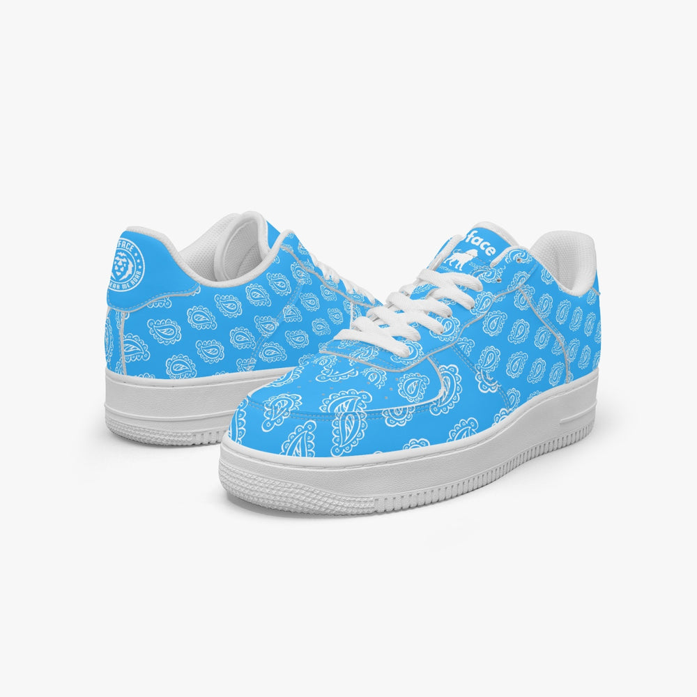 Gface AF1 Unisex Blue Bandana Low-Top Leather Sneakers