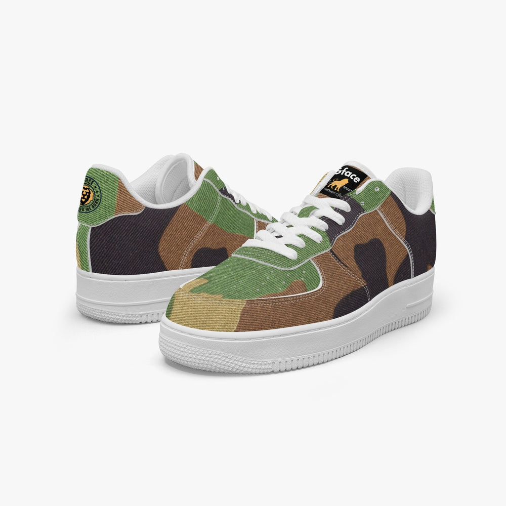 Gface AF1 UNISEX Green Pattern Camo-Incognito Leather Sports Sneakers