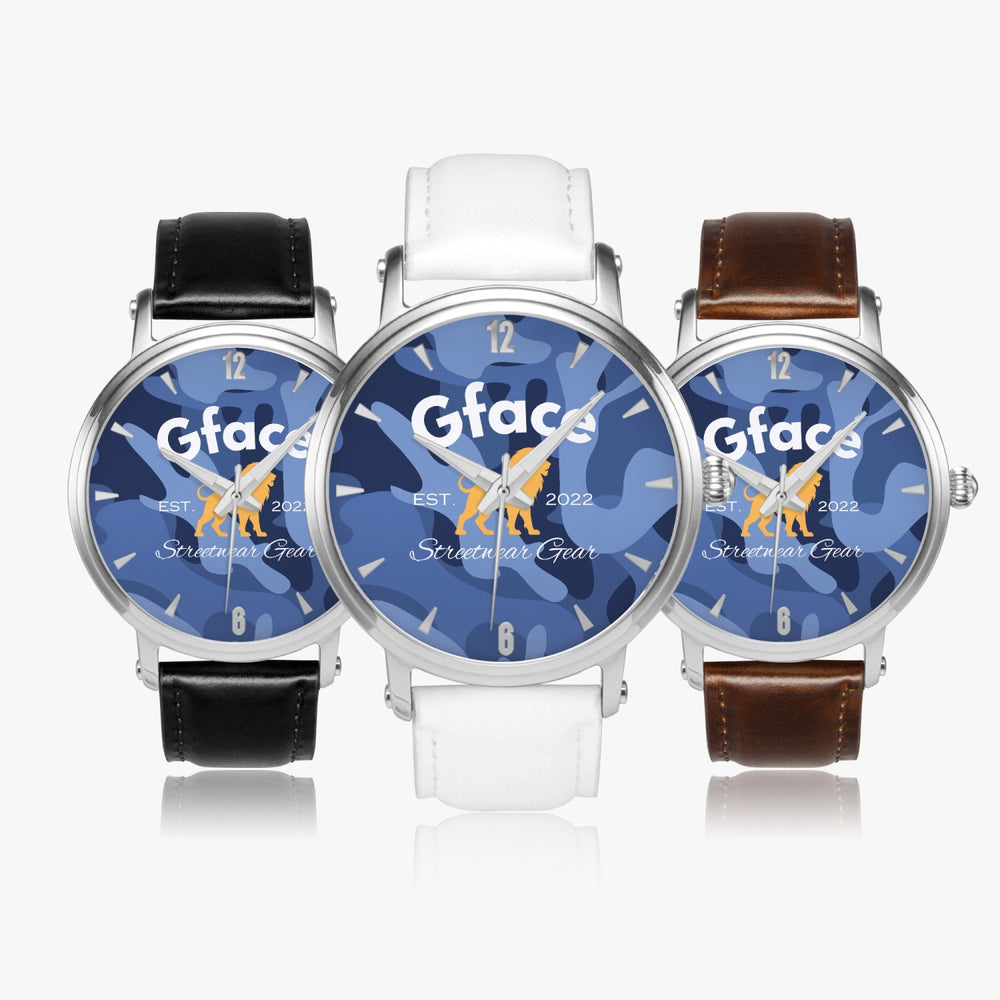 Gface Unisex Blue Camo-Incognito 46mm Automatic Watch (Silver) no batteries required