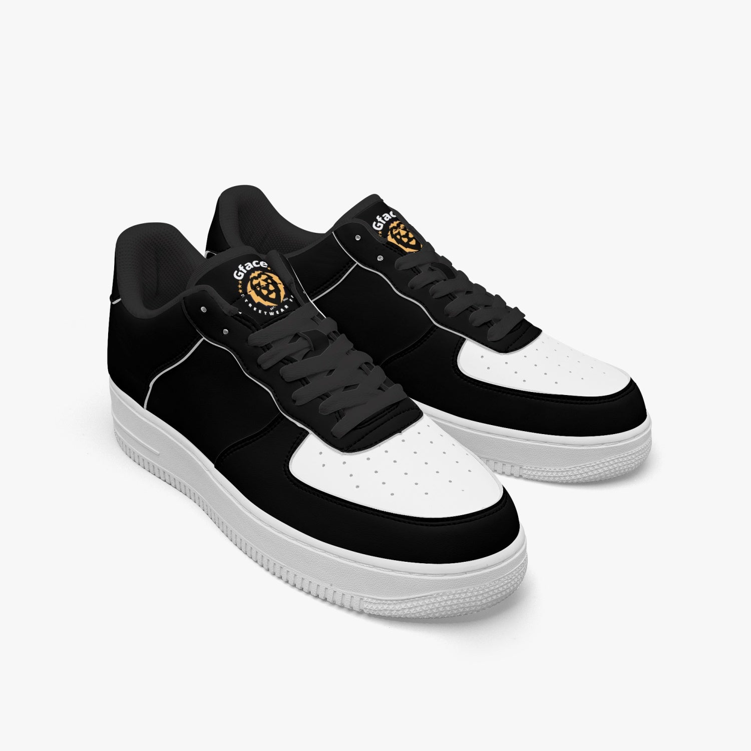 GFACE AF1 Unisex black/white Low-Top Leather Sports Sneakers