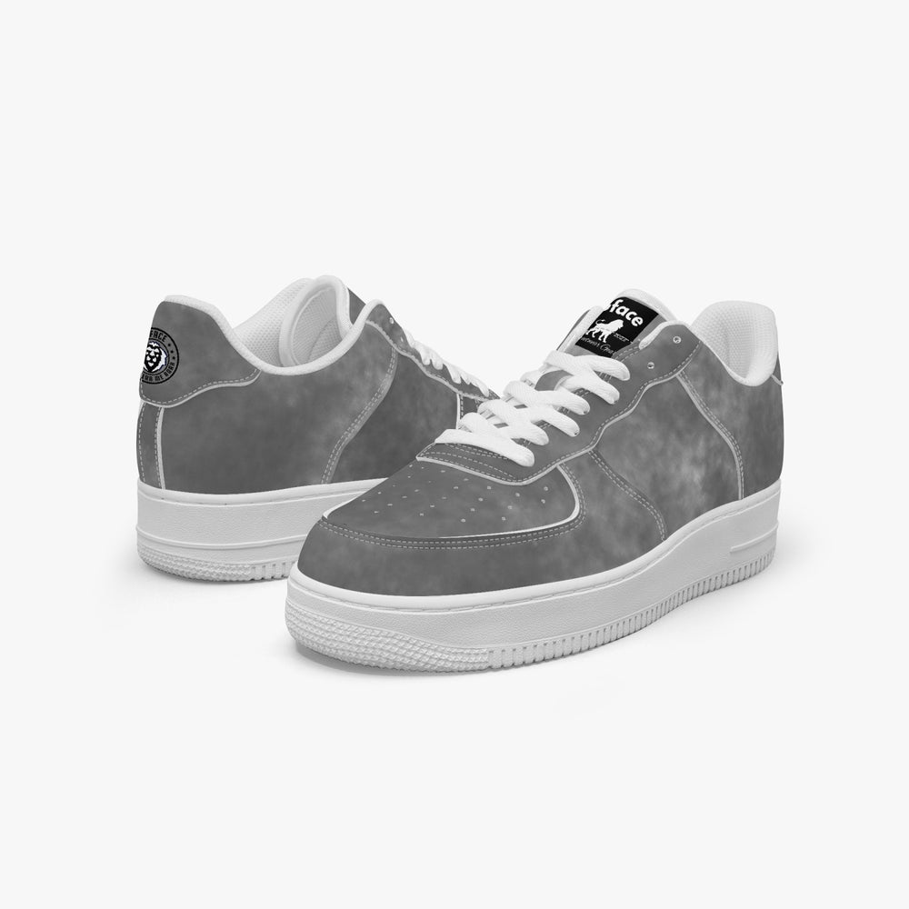 Gface AF1 Unisex Grey Stone Wash  Low-Top Leather Sports Sneakers