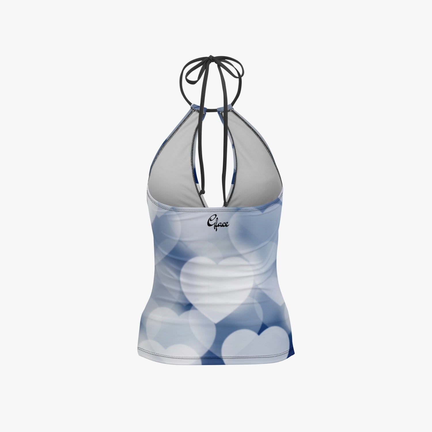 1033. GFACE Halter Top Two-Piece Blue Hearts Tankini Swimsuit