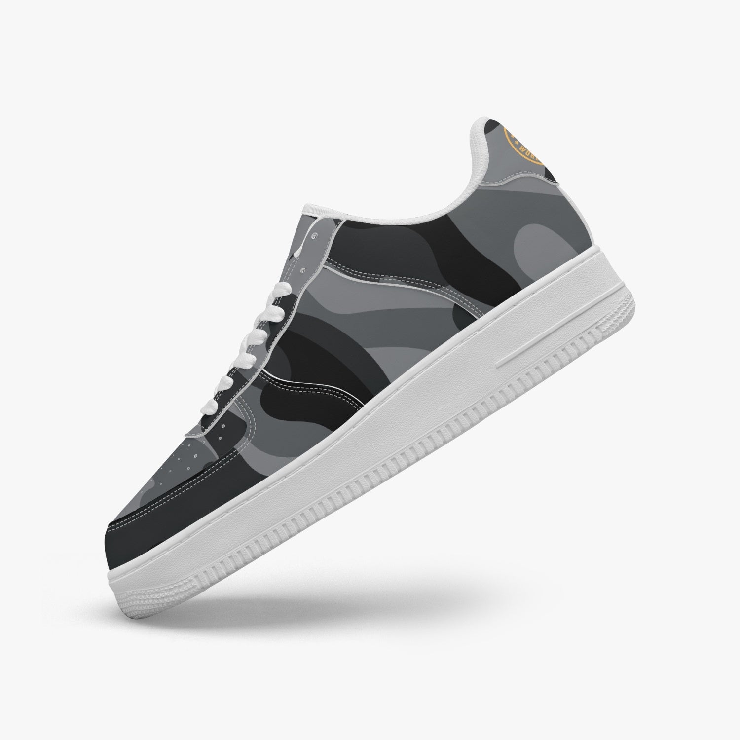 Gface AF1 Unisex Black Camo-Incognito Leather Sports Sneakers