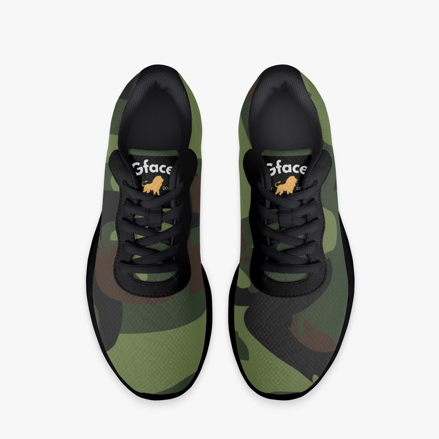 Gface Green Camo-Incognito Unisex Lifestyle Mesh Running Shoes - Black