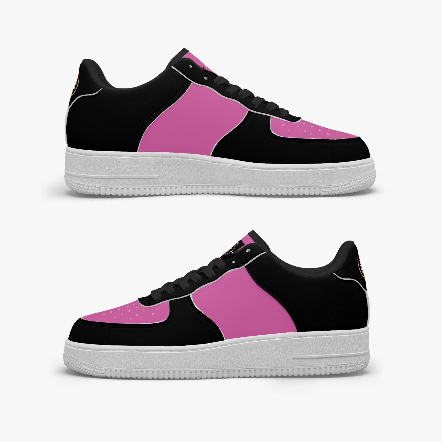 GFACE AF1 Unisex Black/Pink Low-Top Leather Sports Sneakers