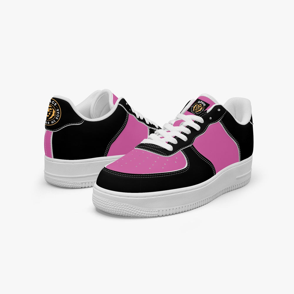 GFACE AF1 Unisex Black/Pink Low-Top Leather Sports Sneakers