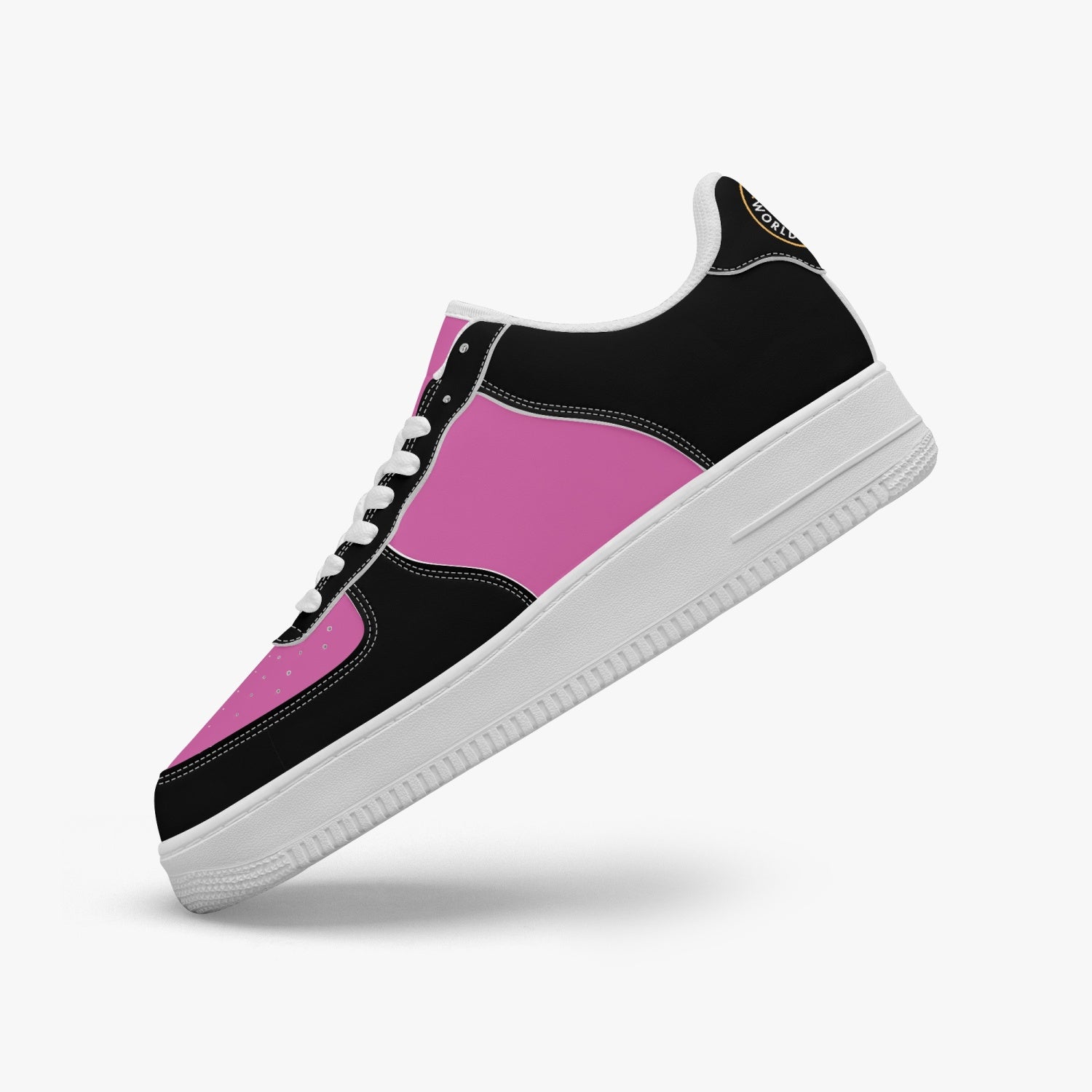 GFACE AF1 Unisex Black/Pink Low-Top Leather Sports Sneakers