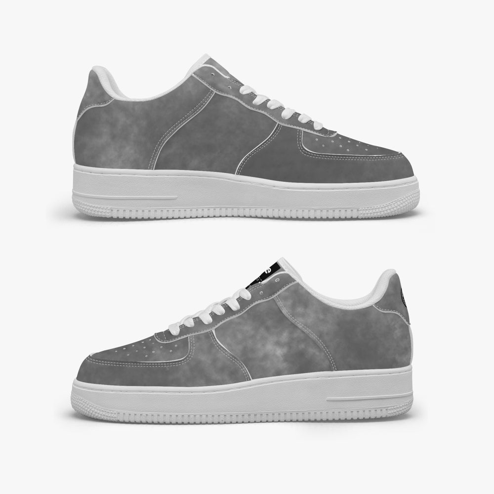 Gface AF1 Unisex Grey Stone Wash  Low-Top Leather Sports Sneakers