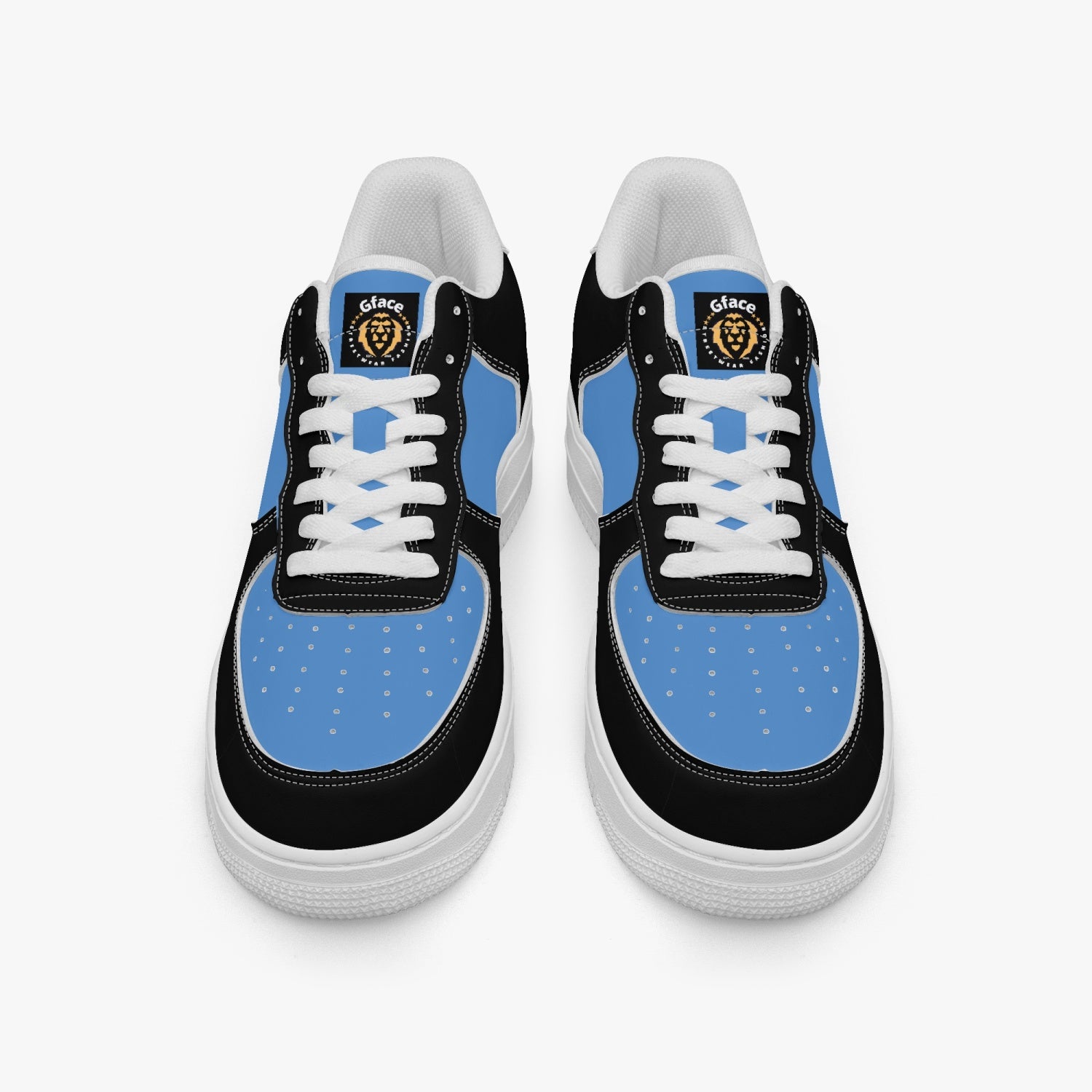 GFACE AF1 Unisex BLUE//BLACK Low-Top Leather Sports Sneakers