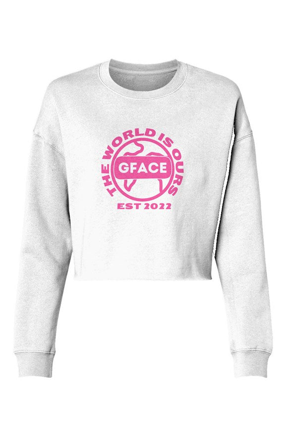 Lightweight Pink Cropped Crew GFACE The World Is Ours 