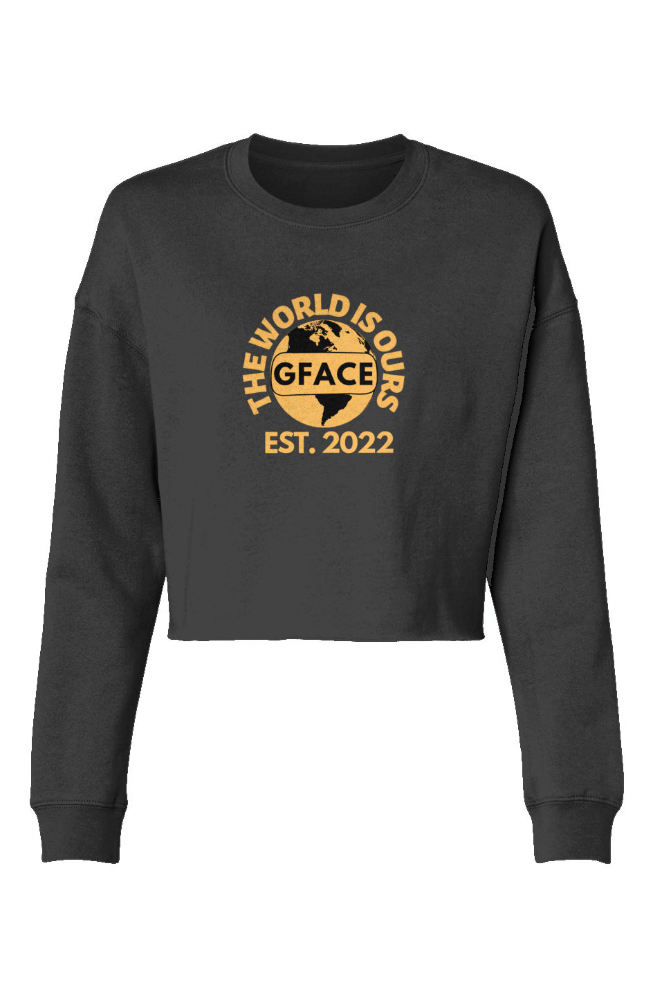 Lightweight Cropped Crew Gface Gold The World Is Ours 