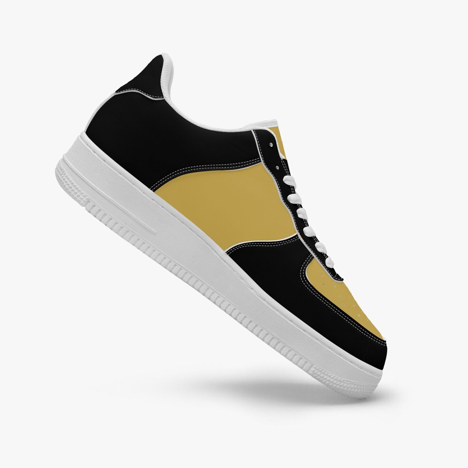 GFACE AF1 Unisex Black/Beige  Low-Top Leather Sports Sneakers