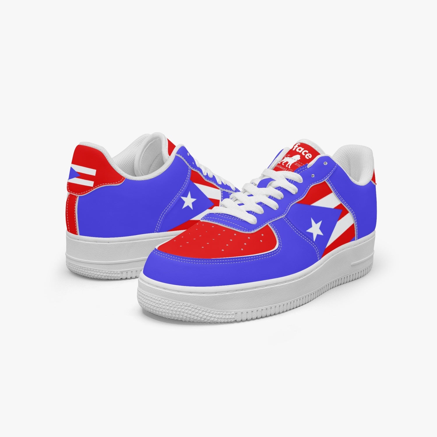 Gface PRIDE PUERTO RICO Unisex Blue AF1 Leather Sports Sneakers