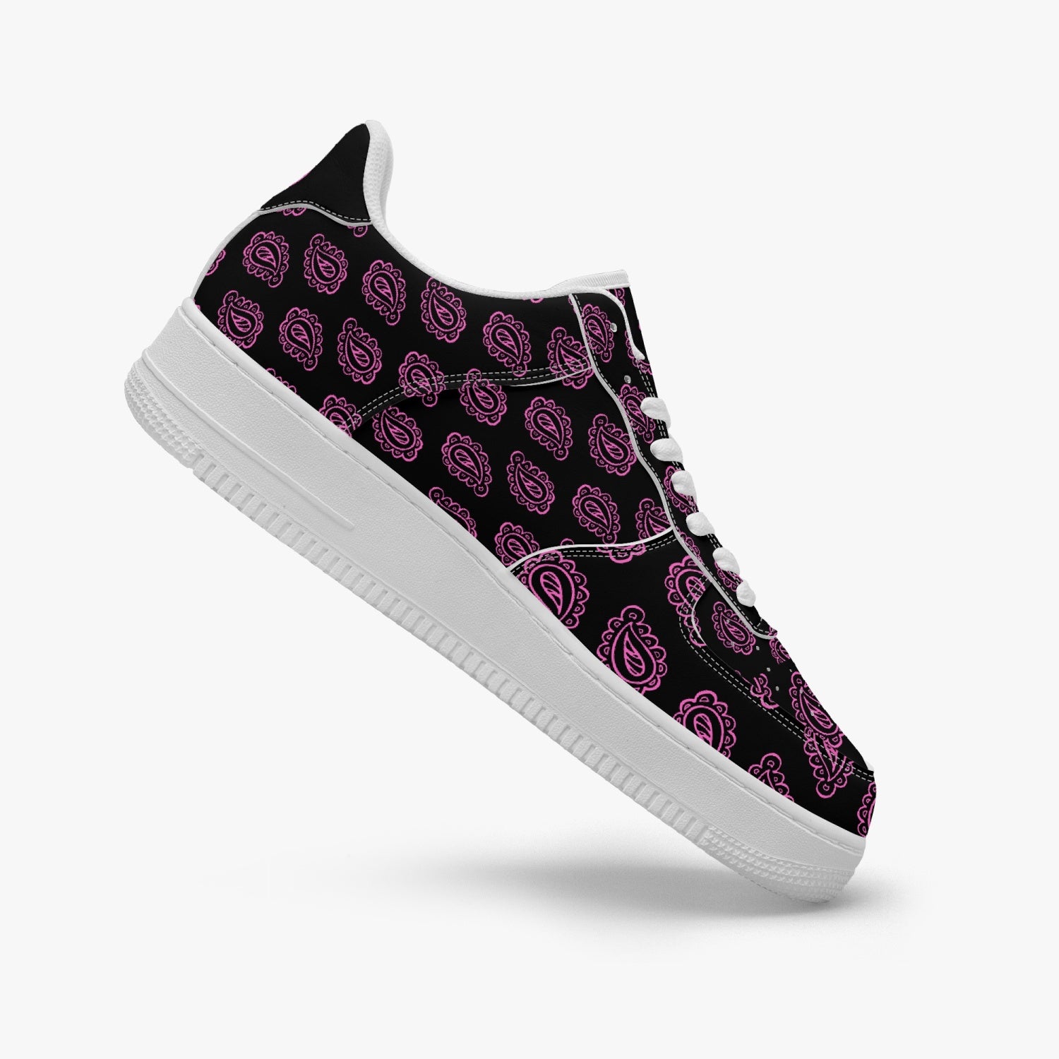 GFACE  AF1 Pink Print Bandana Low-Top Leather Sports Sneakers