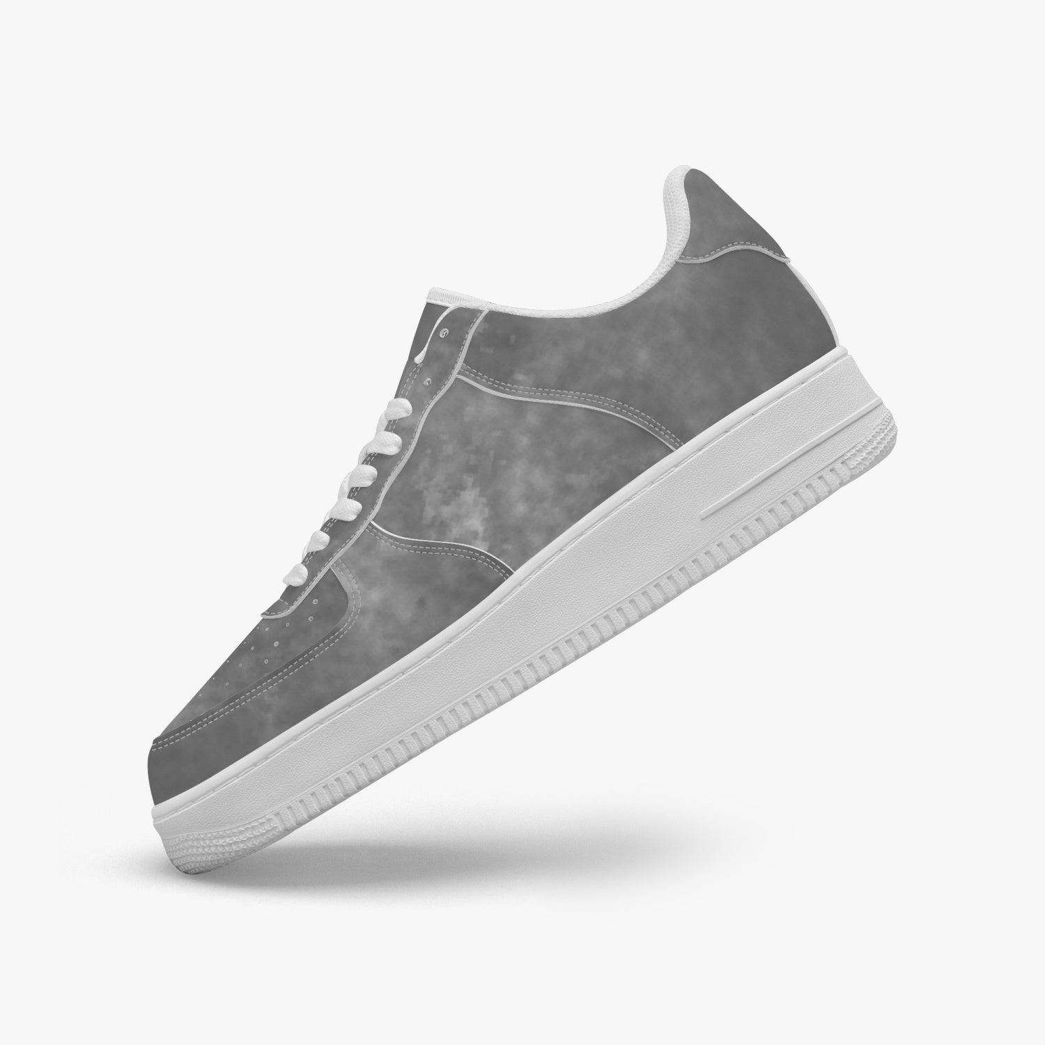 Gface AF1 Unisex Grey Stone Wash  Low-Top Leather Sports Sneakers