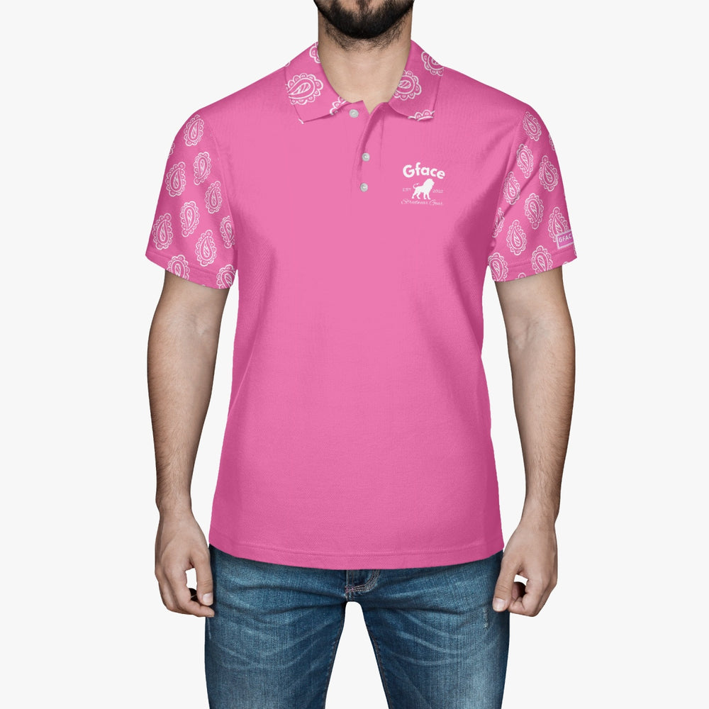 Gface Men's Pink Bandana Polo Shirt