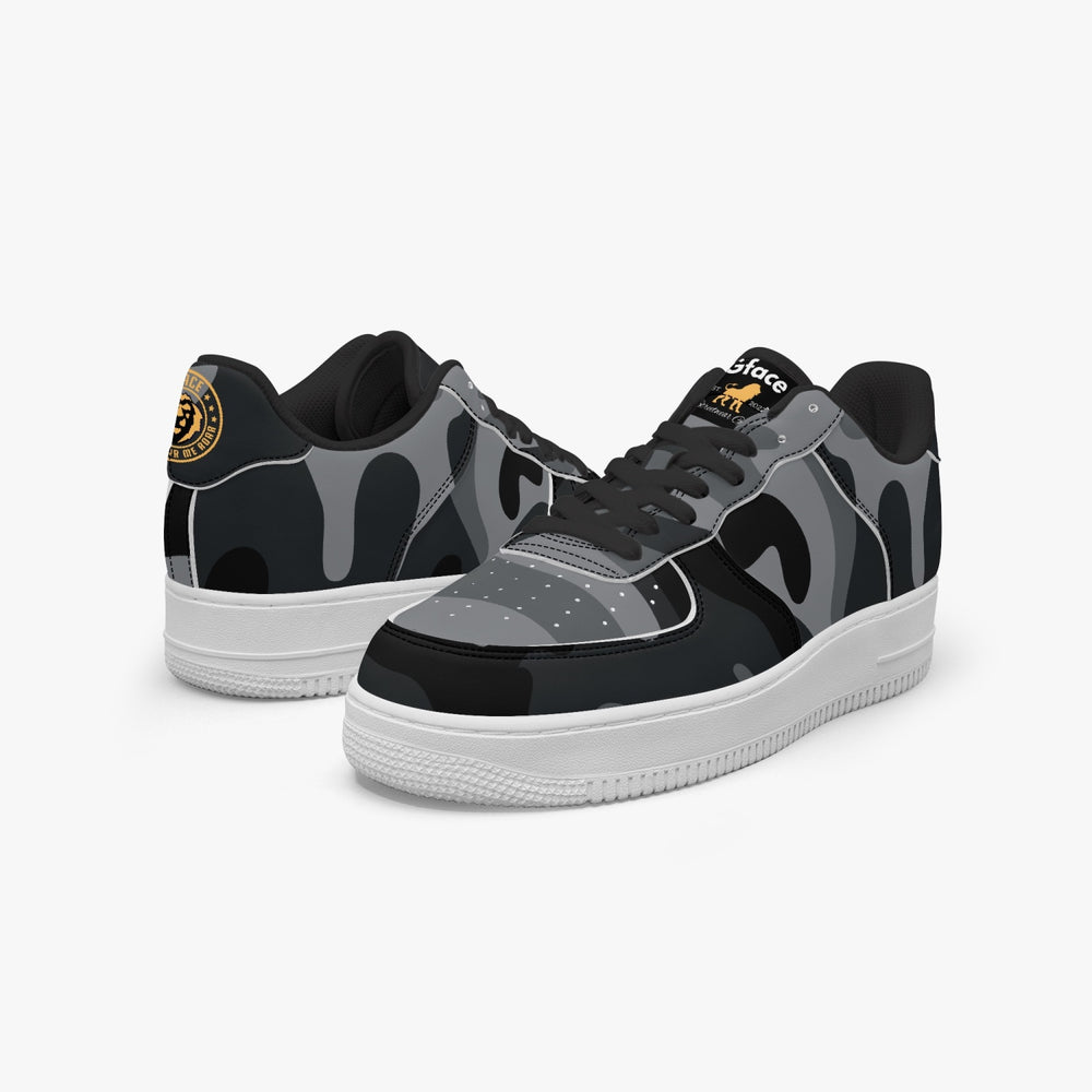 Gface AF1 Unisex Black Camo-Incognito Leather Sports Sneakers