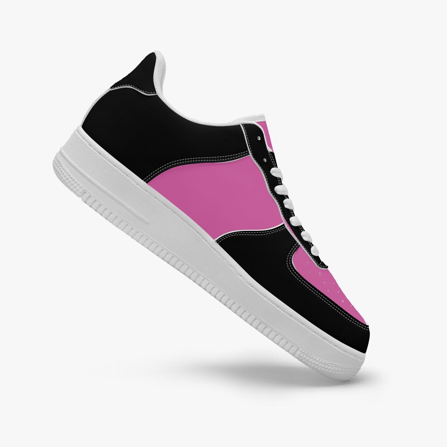 GFACE AF1 Unisex Black/Pink Low-Top Leather Sports Sneakers